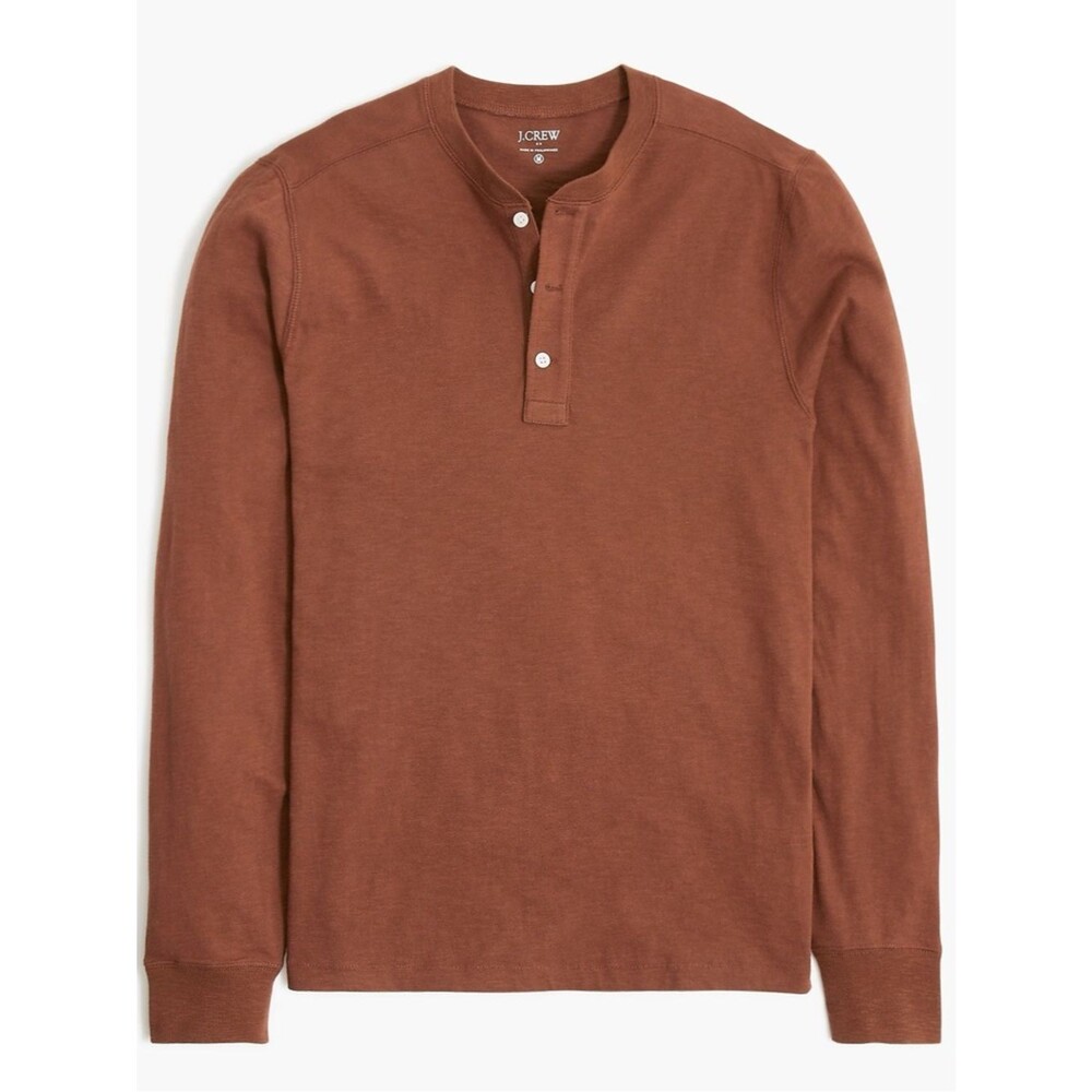 J.Crew Long Sleeve Henley Slub Cotton | Brown | Large